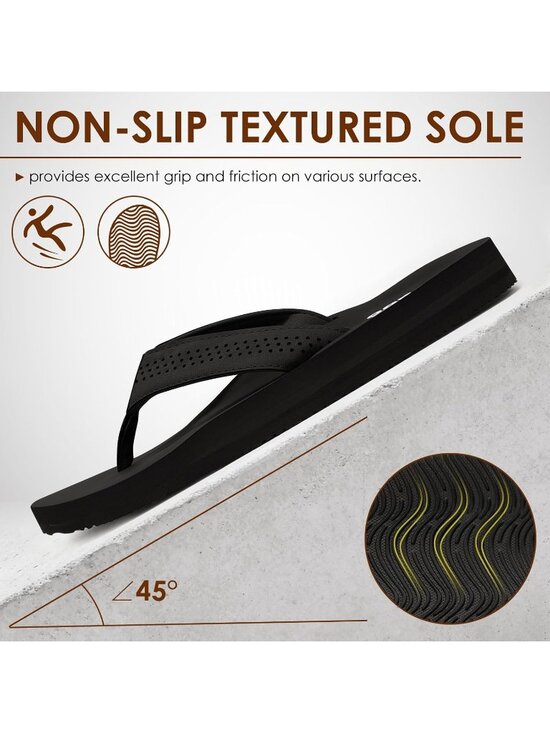 Men\'s Black Flip Flops With Arch Support Comfortable Yoga Mat Sandals Casual main image 5